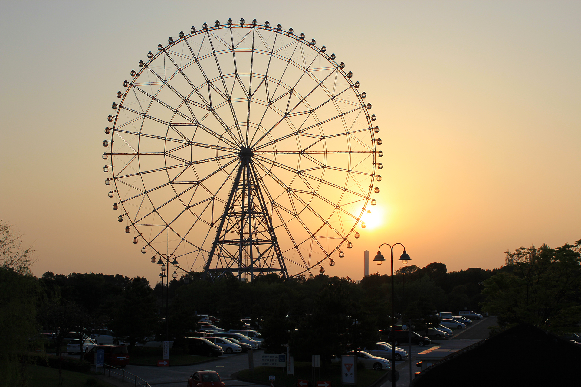 夕日に映える大観覧車