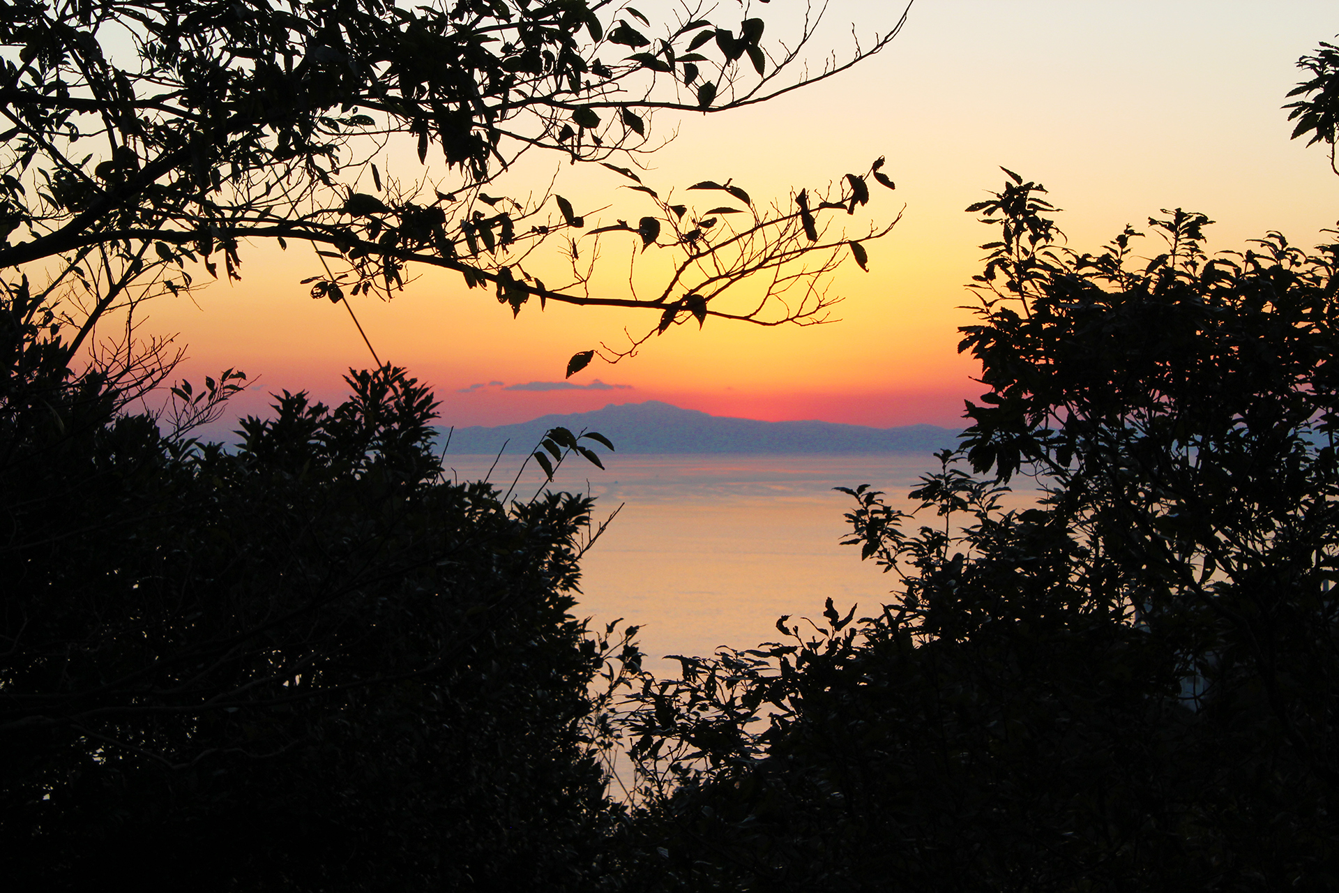 鋸山山頂からの夕焼け